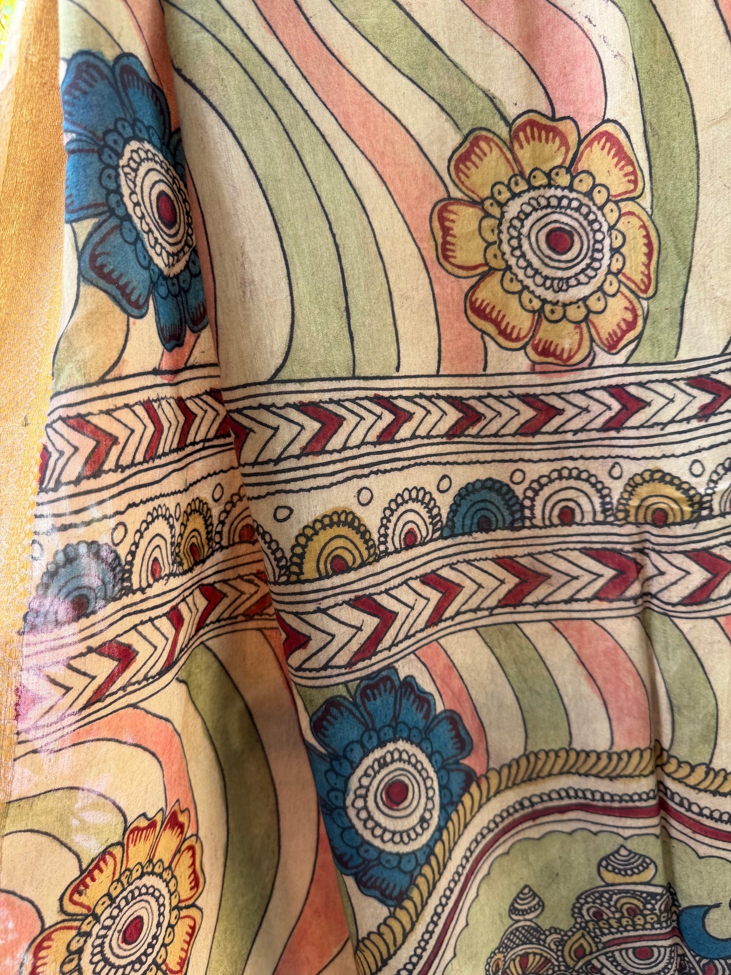 Bangalore silk penkalamkari dupatta