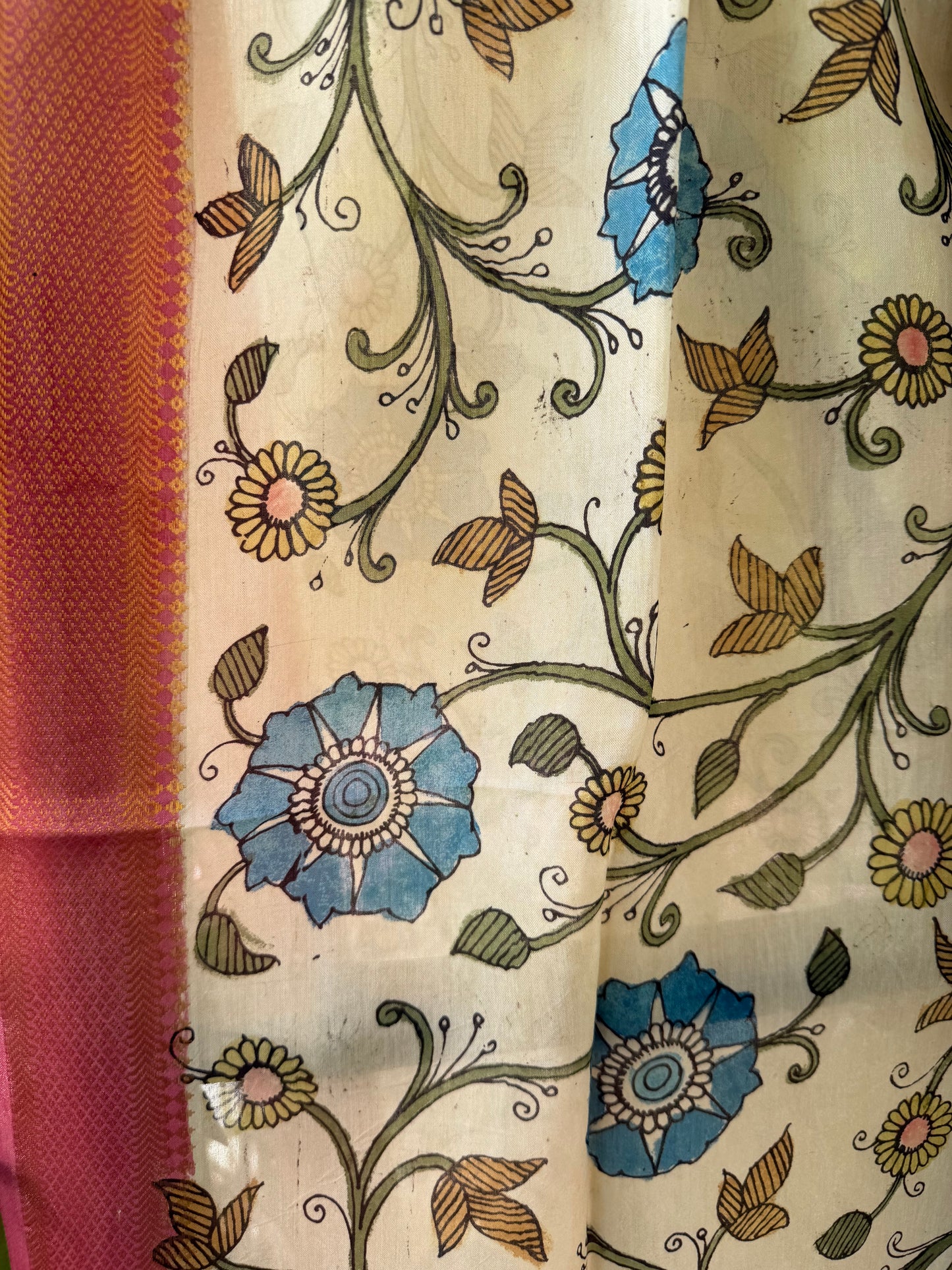 Bangalore silk penkalamkari dupatta