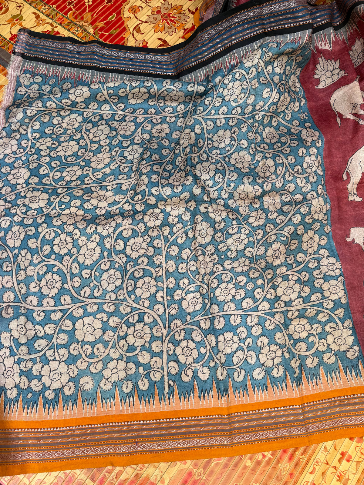Vidarbha Tussar penkalamkari saree