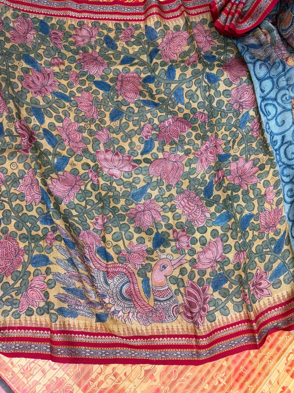 Vidarbha Tussar penkalamkari saree