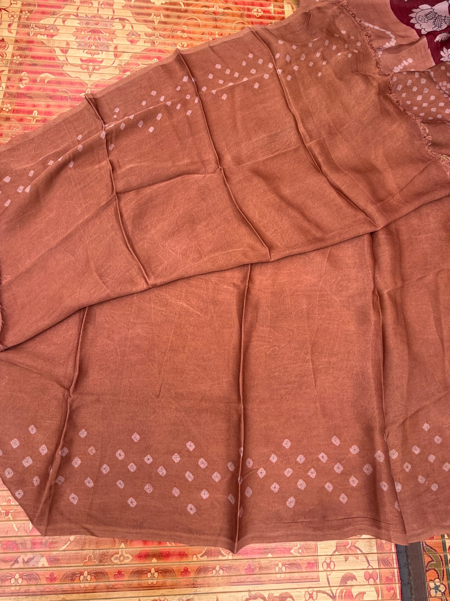 Modal silk bandini with penkalamkari saree