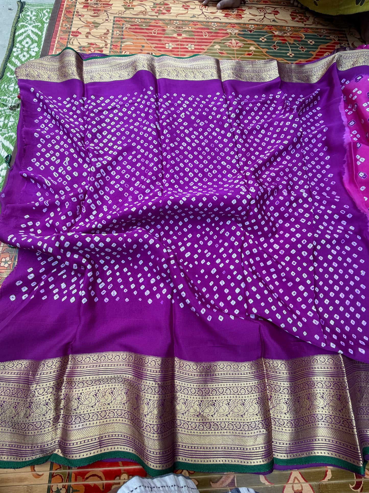 Pure silk benaras crepe Bandhini sarees
