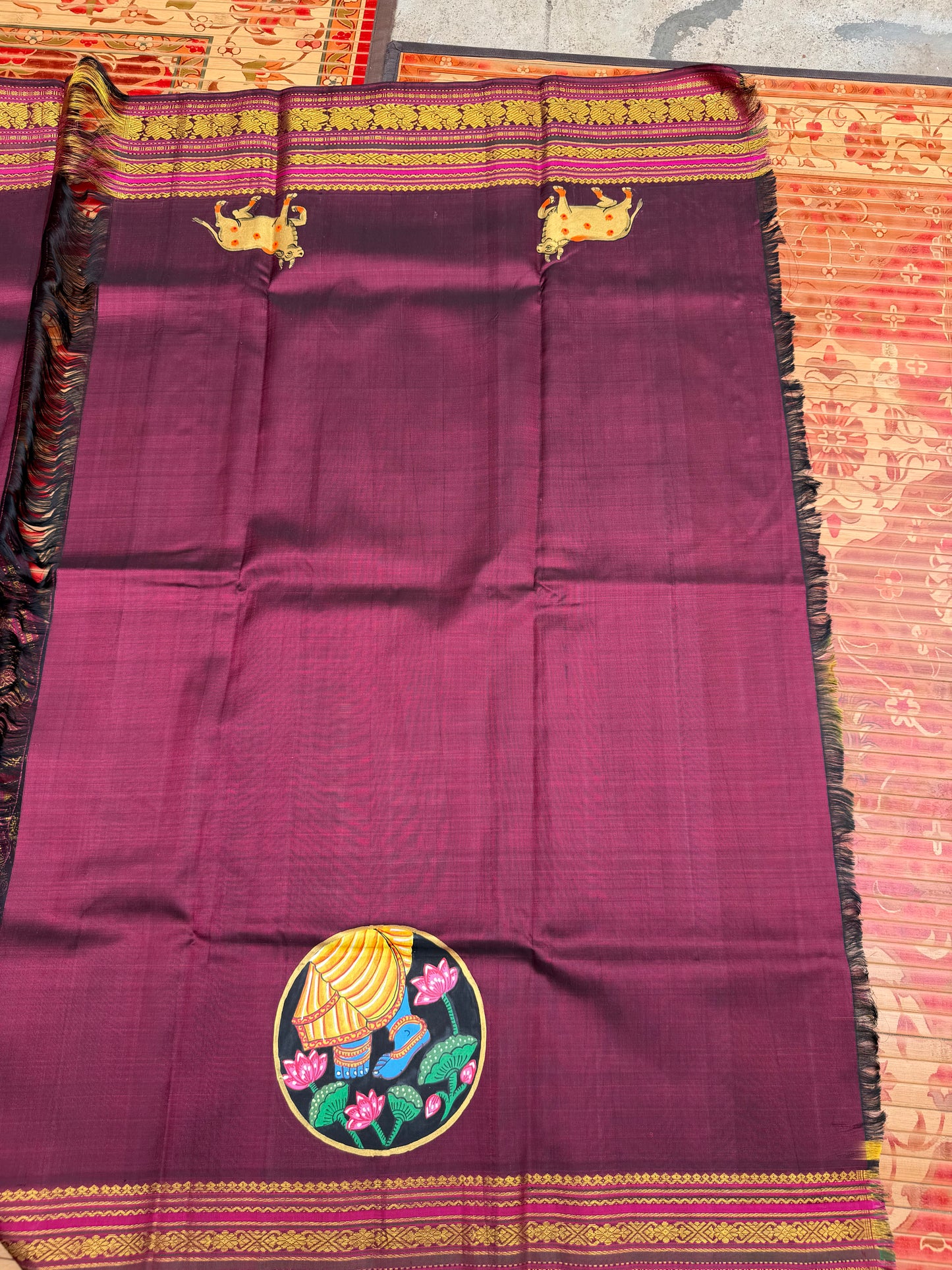 Pure silk kanchipattu pichwai painting