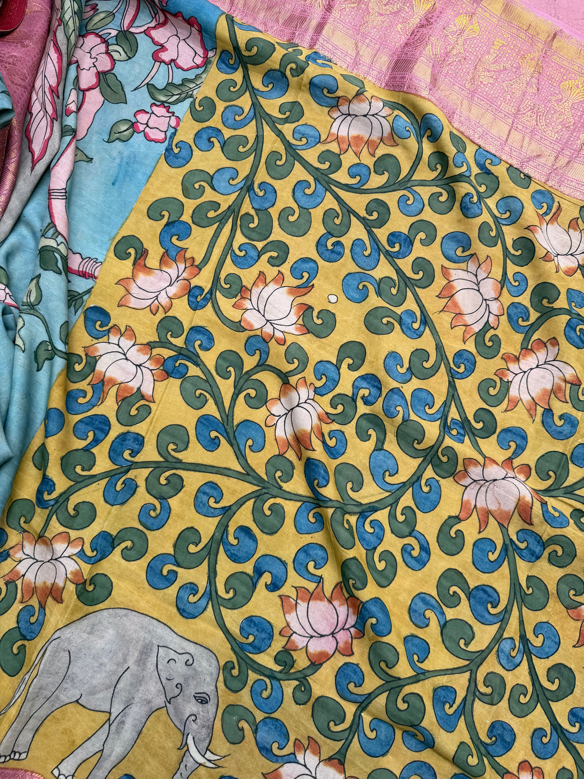 Silkcotton penkalamkari saree