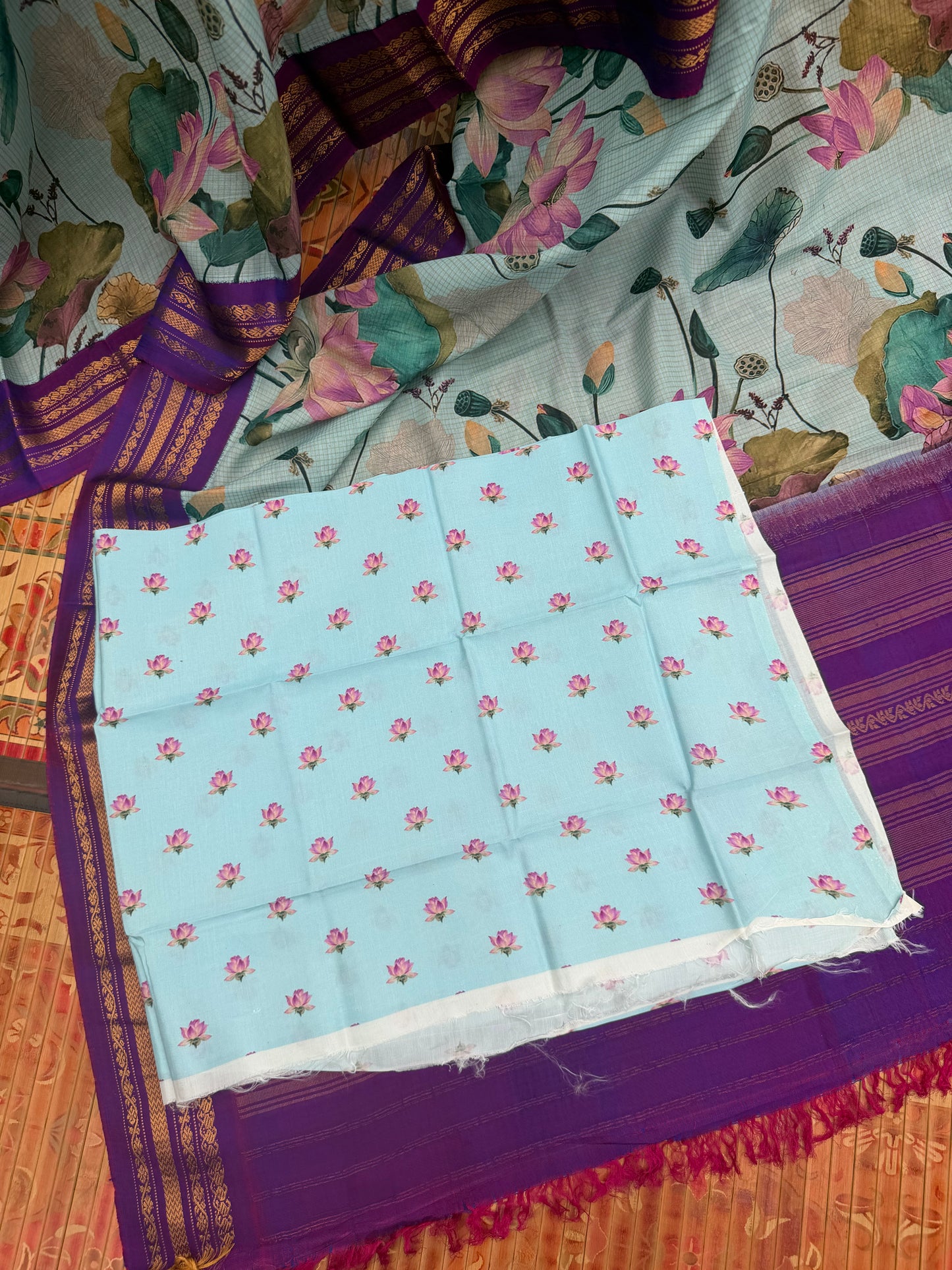Gadwal cotton with digital print saree