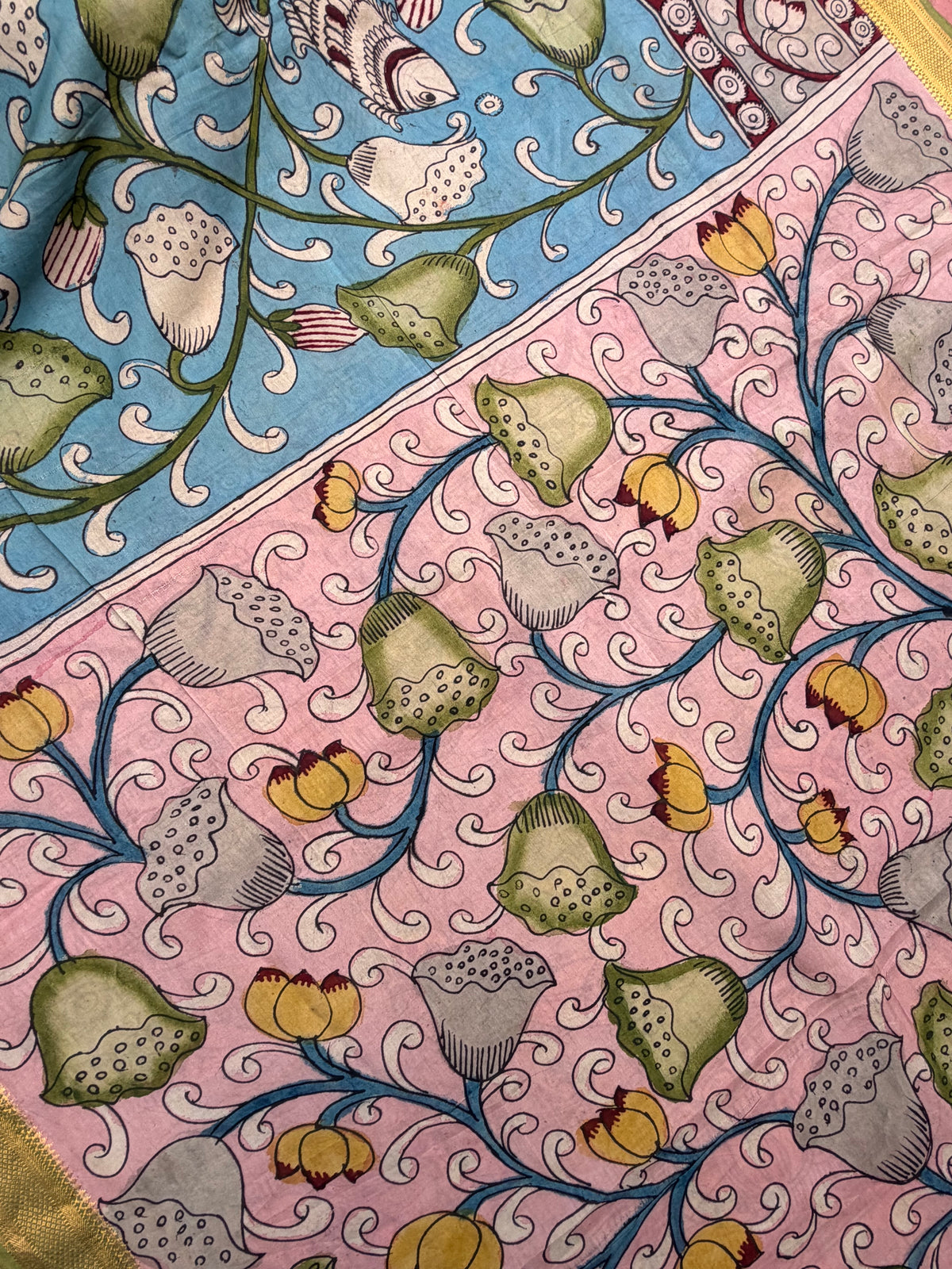 Silkcotton penkalamkari saree