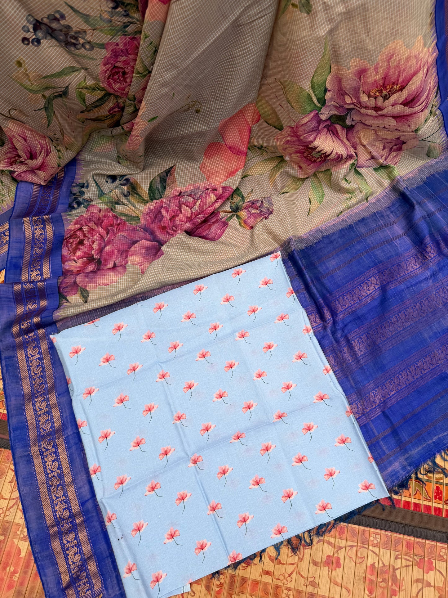 Gadwal cotton with digital print saree
