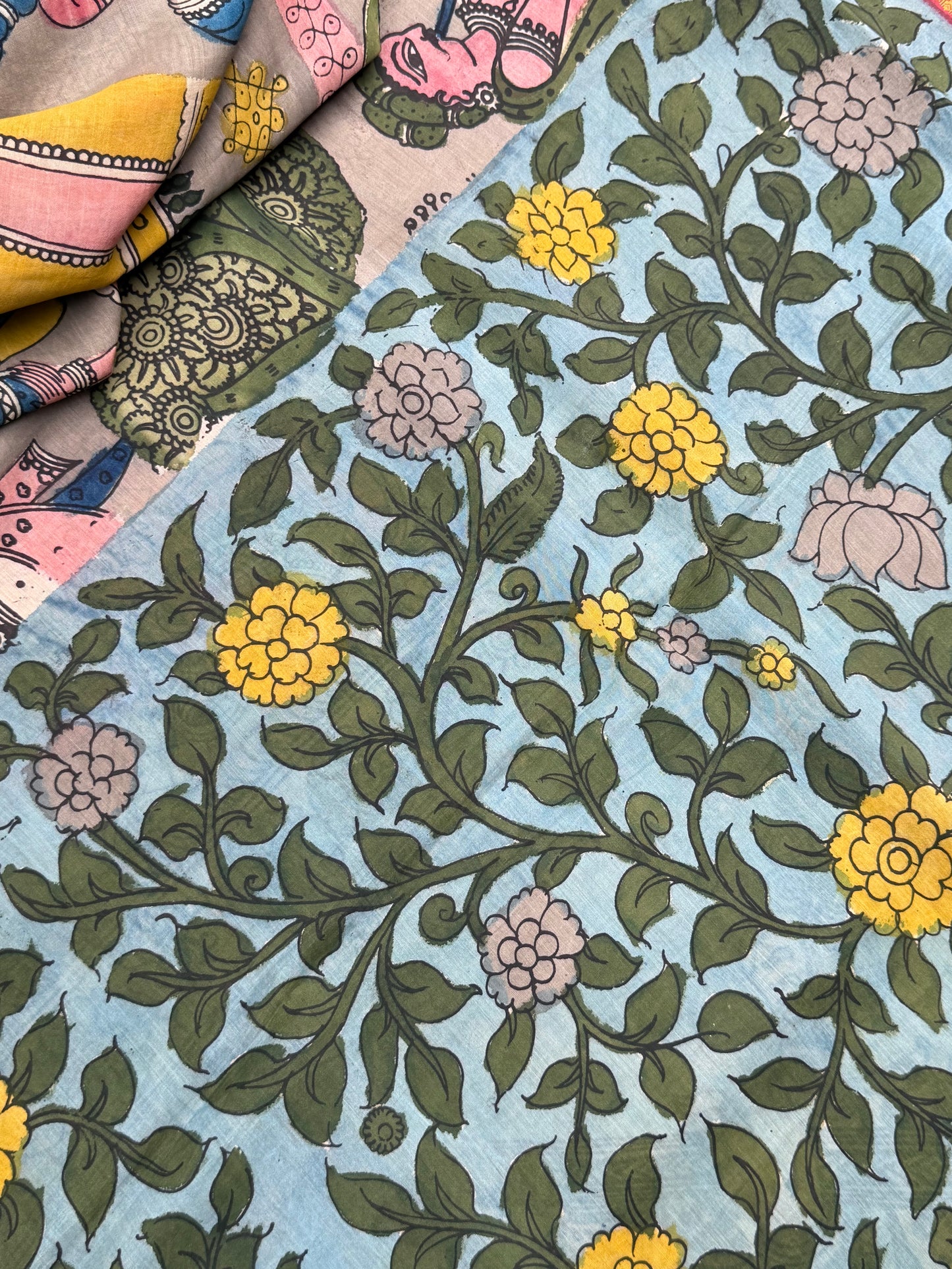 Silkcotton penkalamkari saree