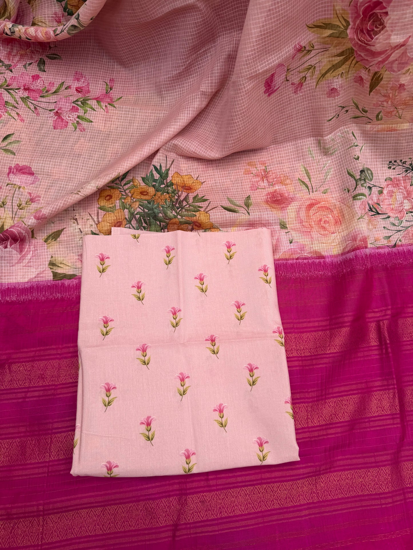 Gadwal cotton with digital print saree