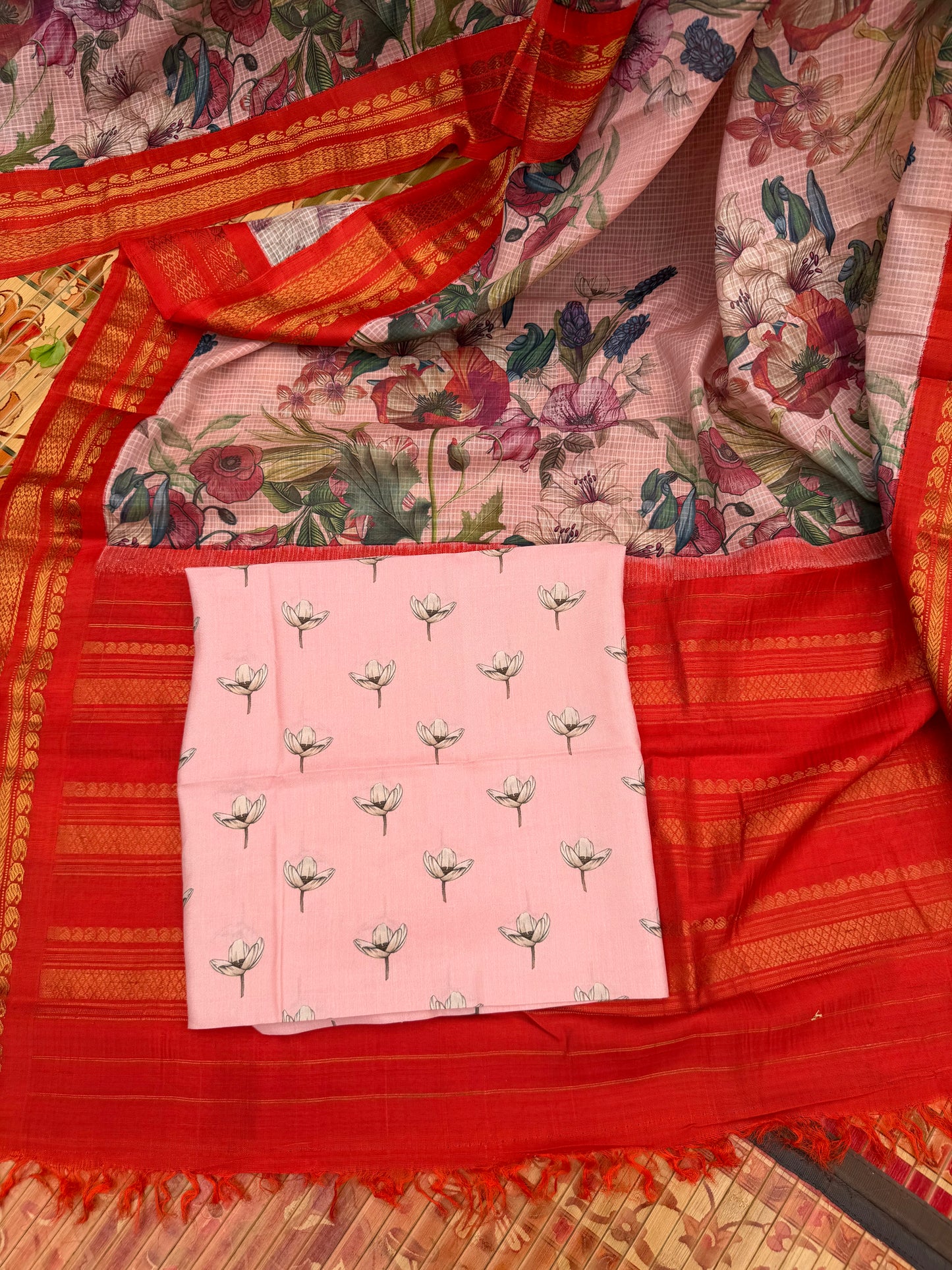 Gadwal cotton with digital print saree
