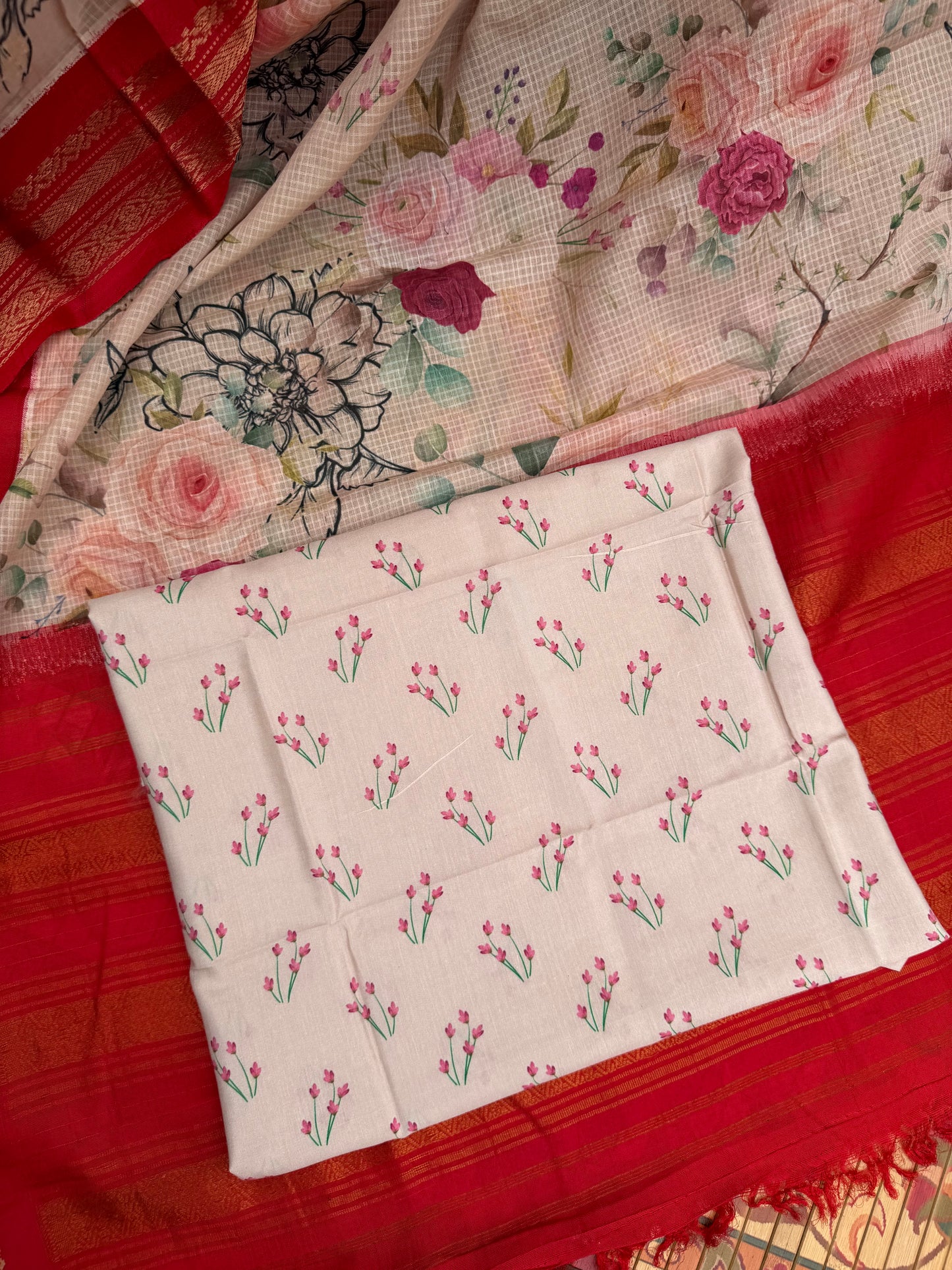 Gadwal cotton with digital print saree
