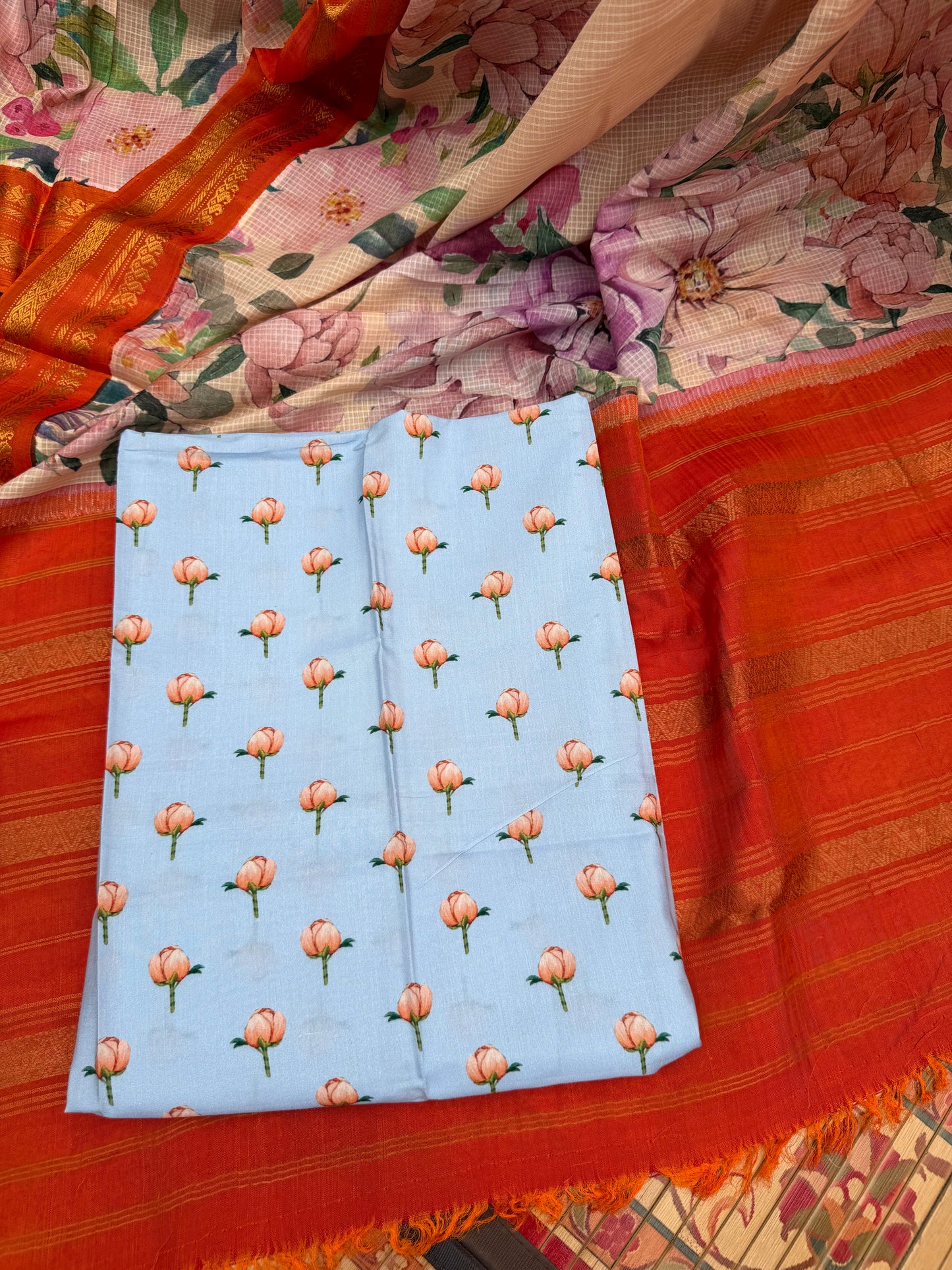 Gadwal cotton with digital print saree