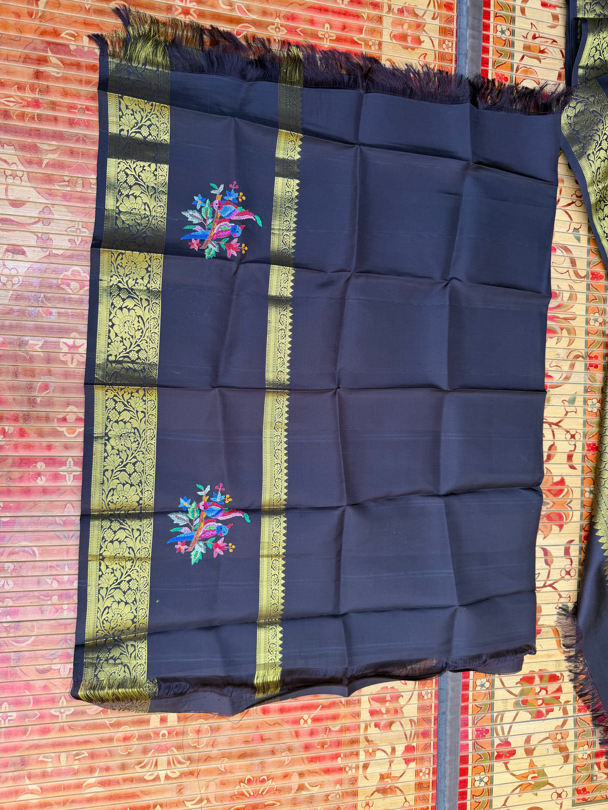 Pure Silk Kanjeevaram Petit Point Embroidery