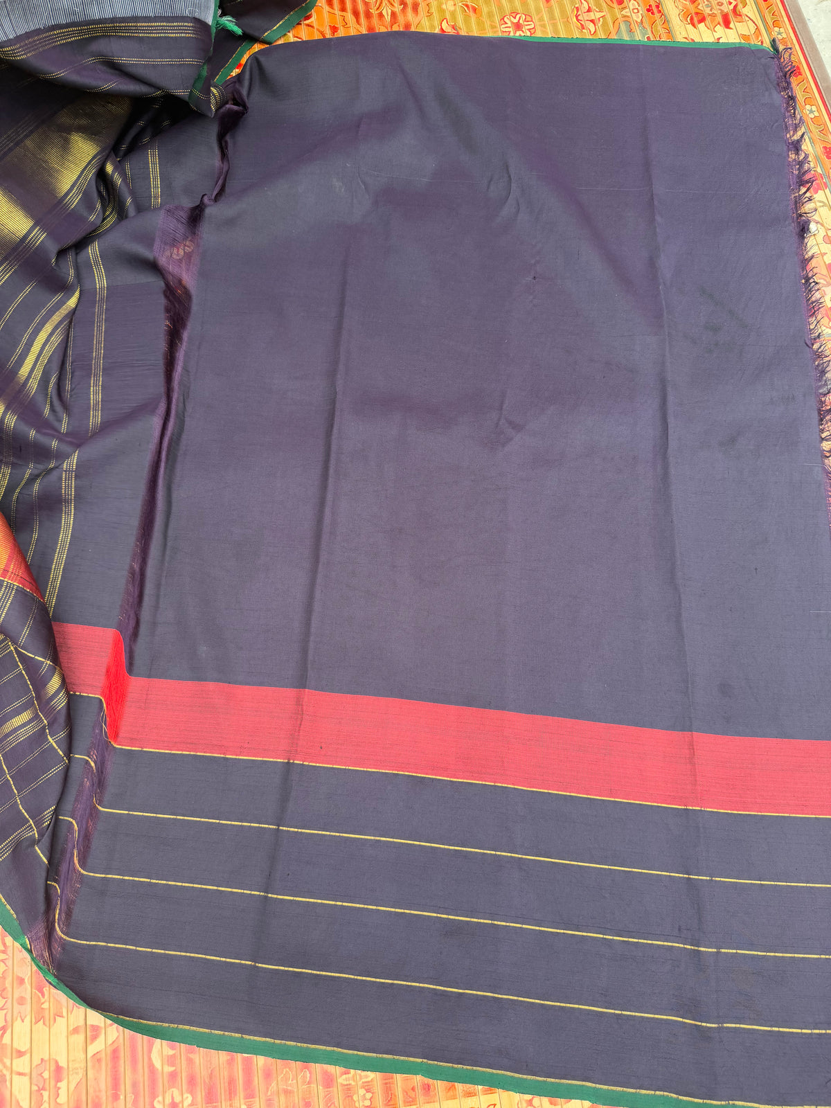 Zariless Kanchi Pattu With Penkalmkari saree