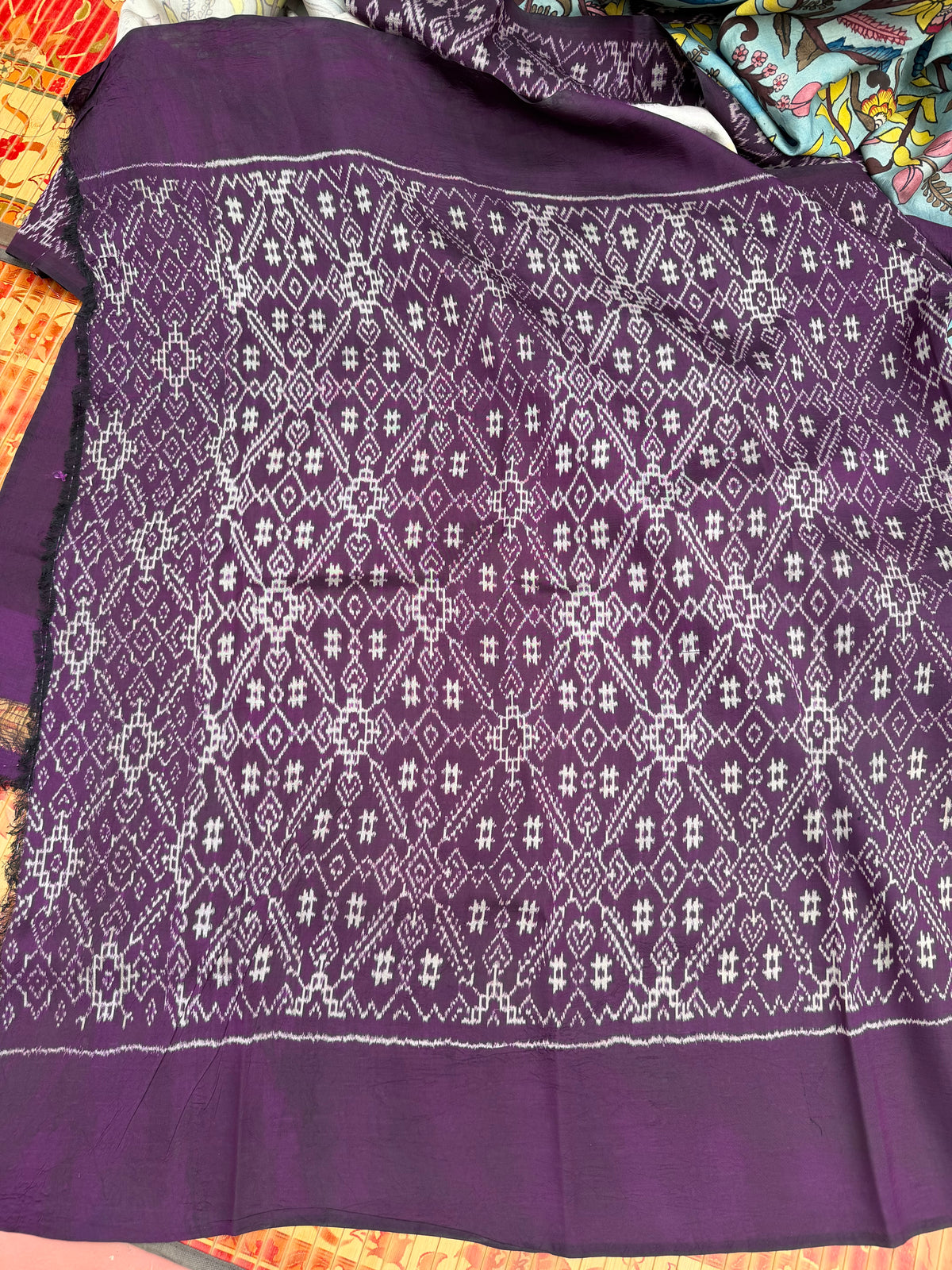 Pure Silk Handwoven Ikkat With Penkalamkari Saree