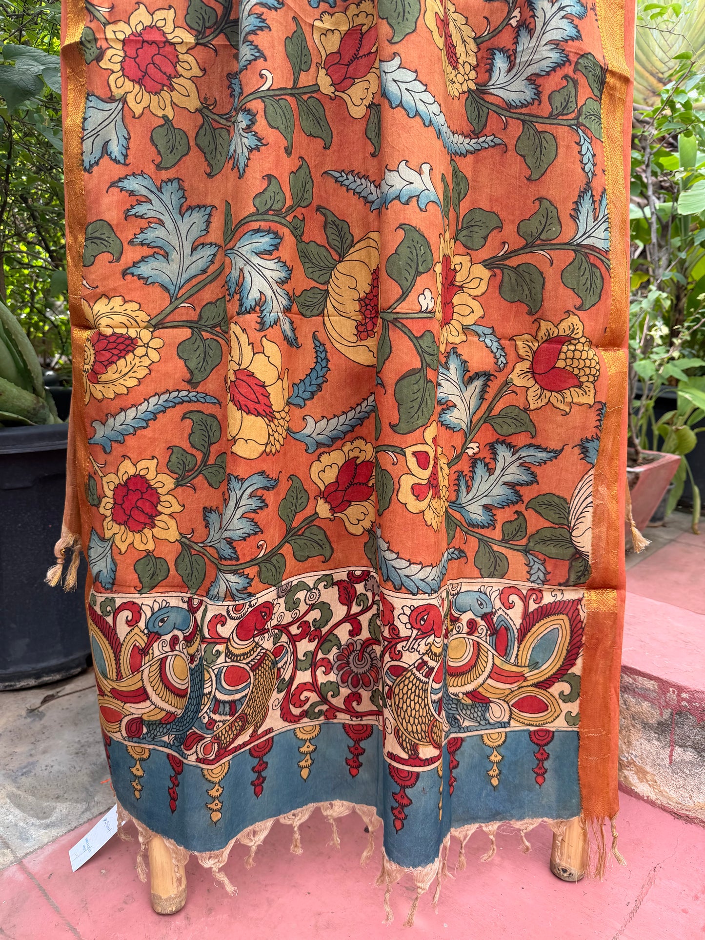 Bangalore silk penkalamkari dupatta