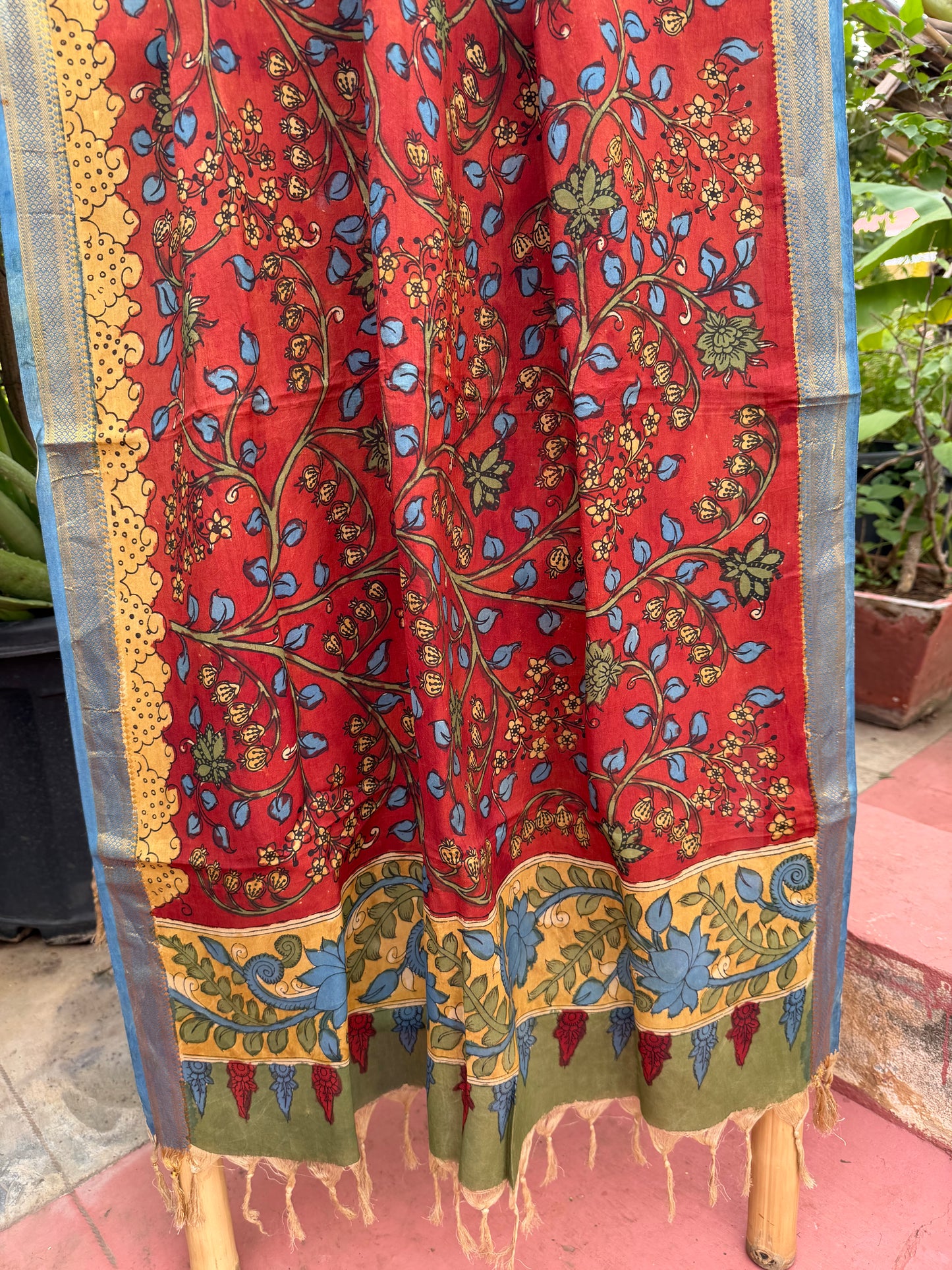 Bangalore silk penkalamkari dupatta