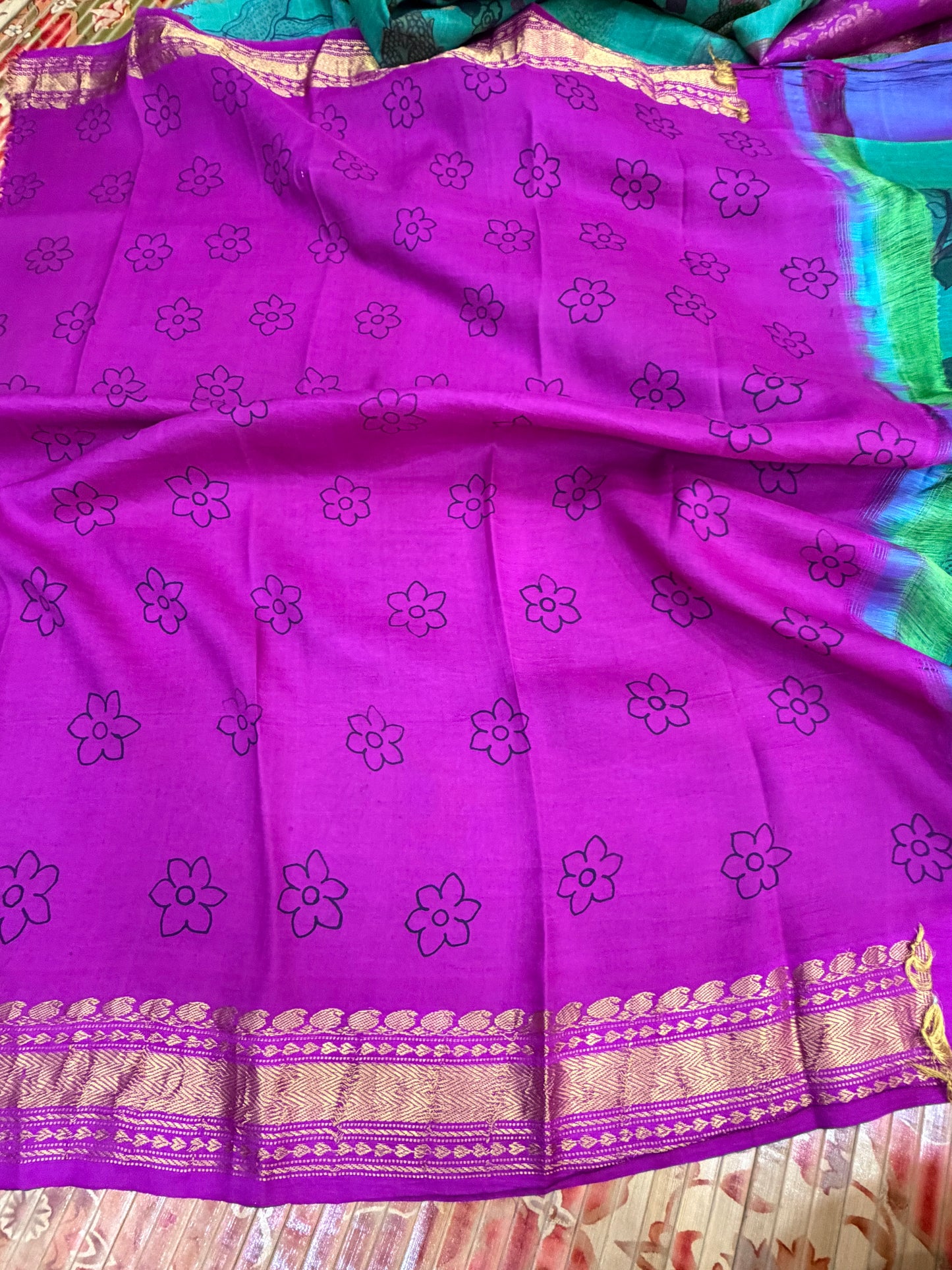 Gadwal silk penkalamkari saree