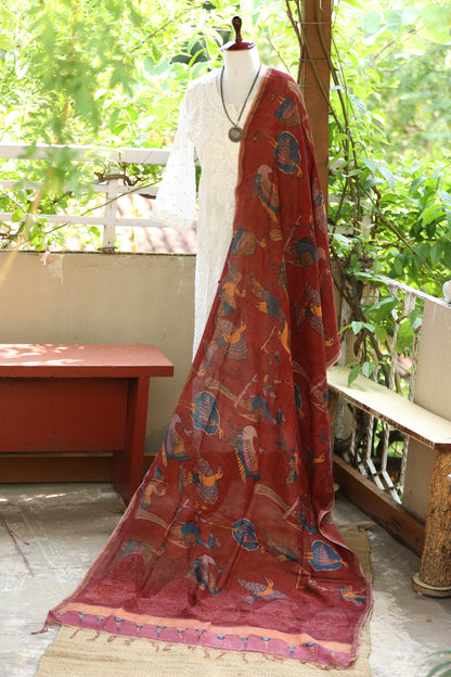 Chikankari X Kalamkari Dupattas