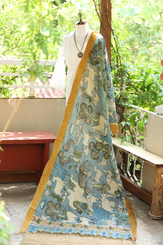 Bangalore Silk Penkalamkari Dupatta