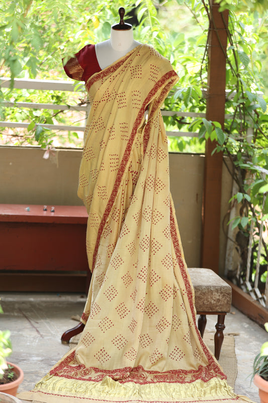 Chikankari X Bandhini Gajji silk saree