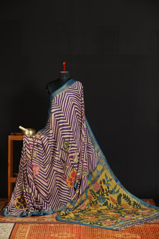 Contemporary Silkcotton Penkalamkari sarees