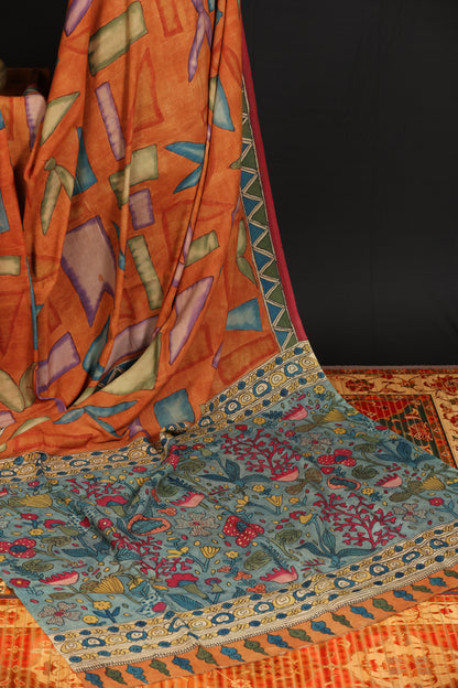 Contemporary Silkcotton Penkalamkari sarees