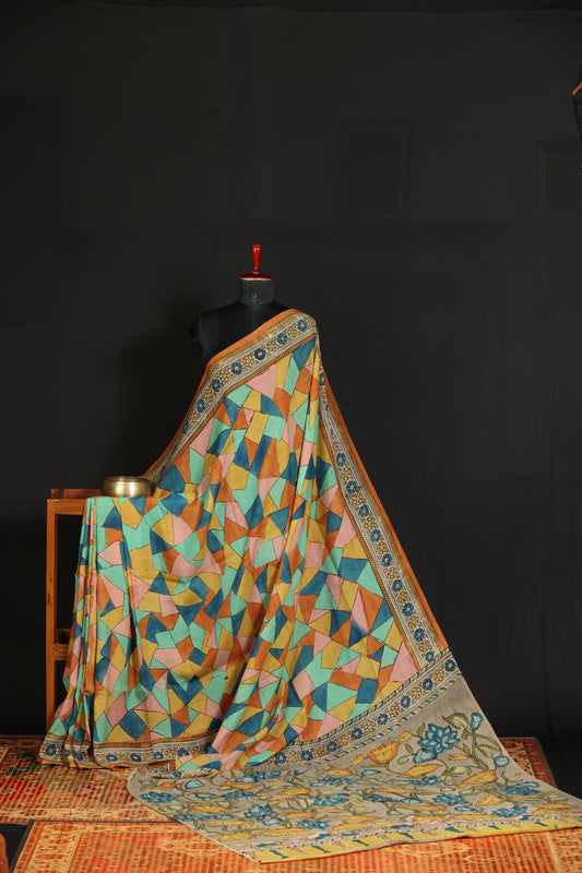 Contemporary Silkcotton Penkalamkari sarees