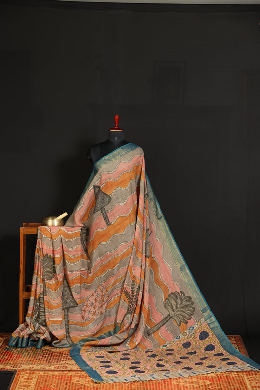 Contemporary Silkcotton Penkalamkari sarees