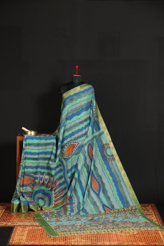 Contemporary Silkcotton Penkalamkari sarees