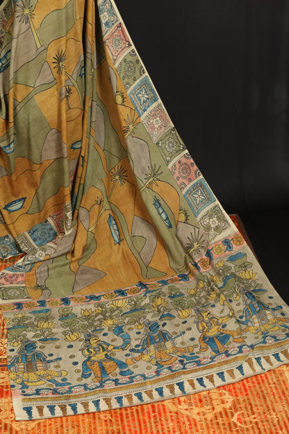 Contemporary Silkcotton Penkalamkari sarees