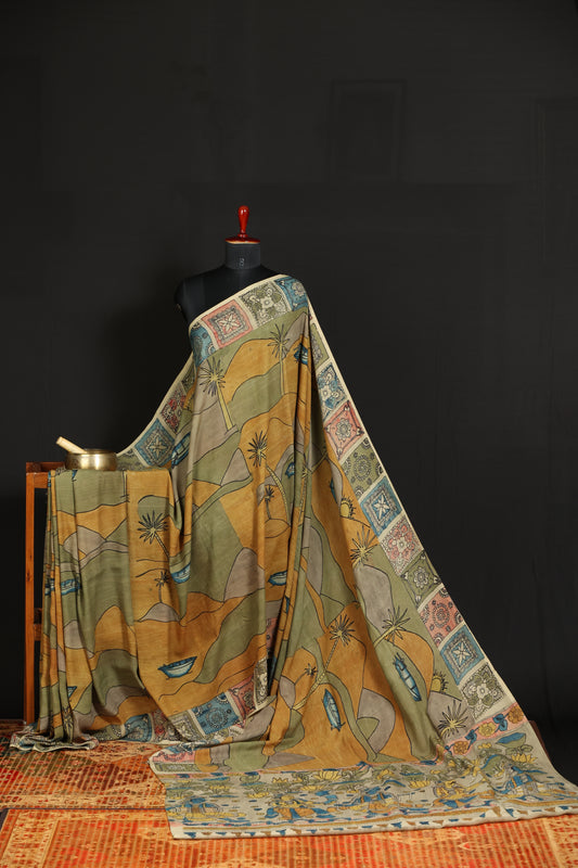 Contemporary Silkcotton Penkalamkari sarees