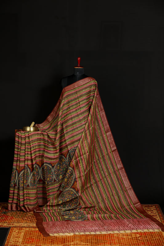 penkalamkari pure silk crepe