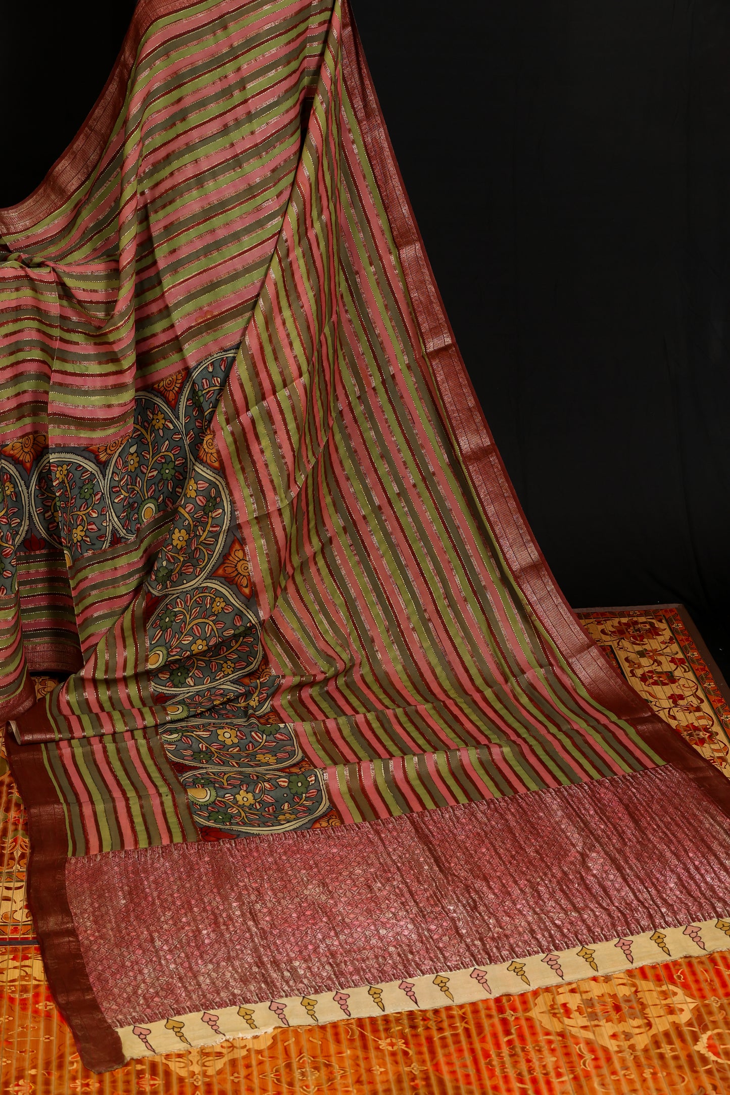 penkalamkari pure silk crepe