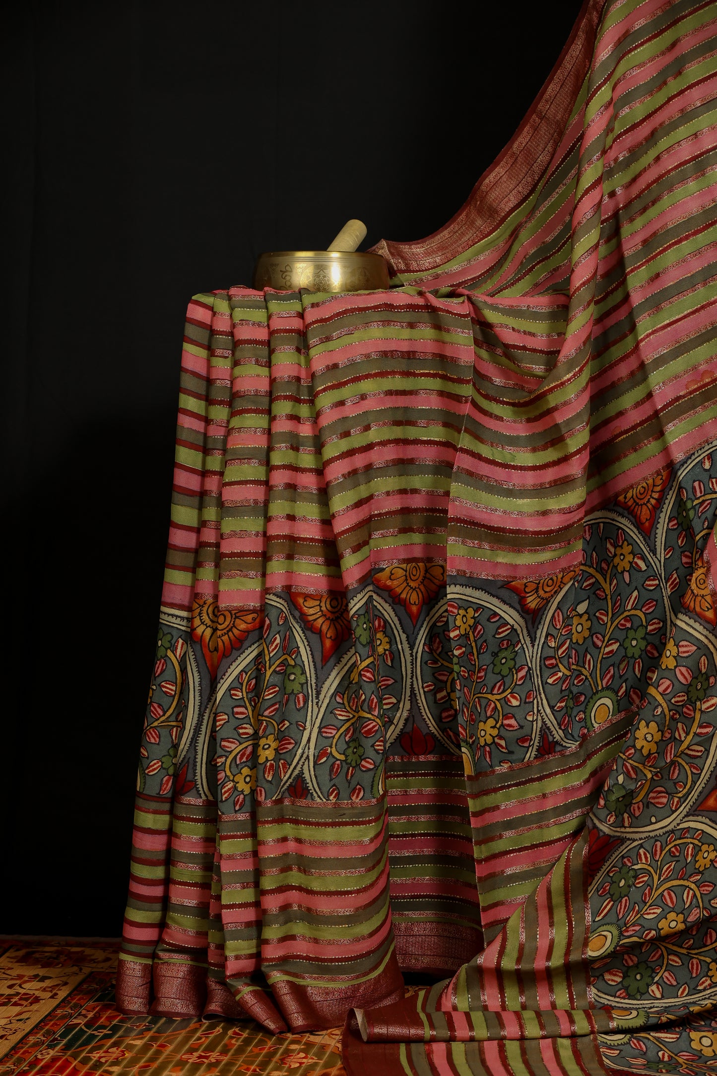 penkalamkari pure silk crepe