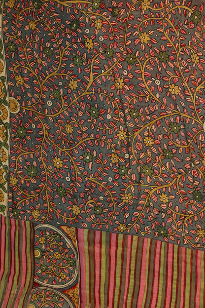 penkalamkari pure silk crepe