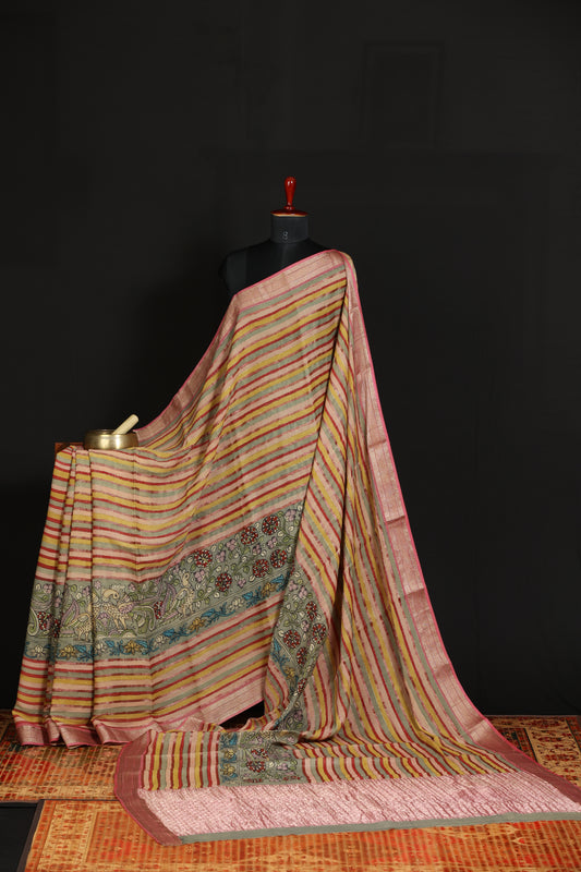 penkalamkari pure silk crepe