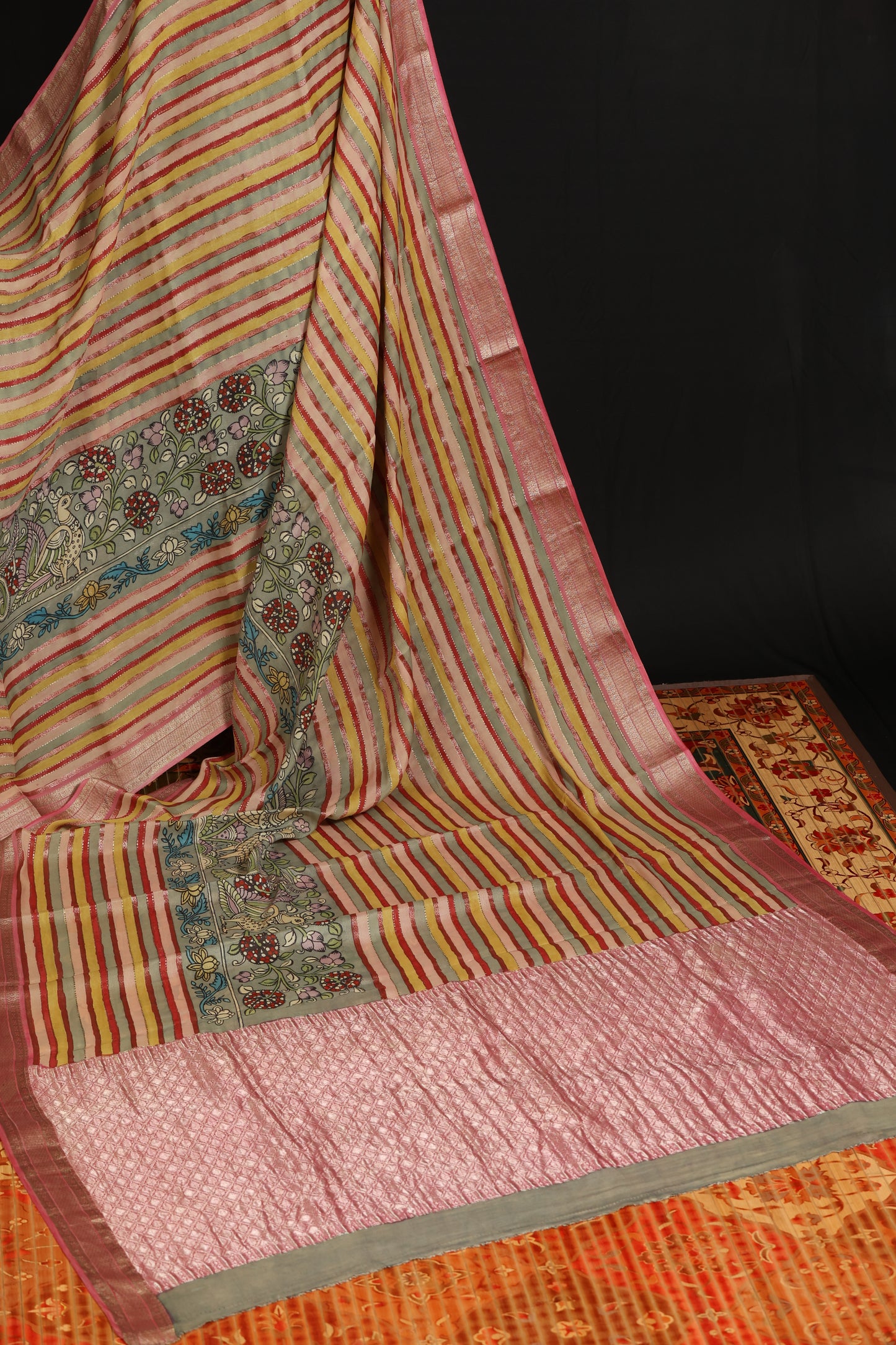 penkalamkari pure silk crepe