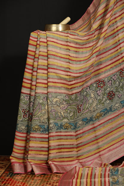 penkalamkari pure silk crepe