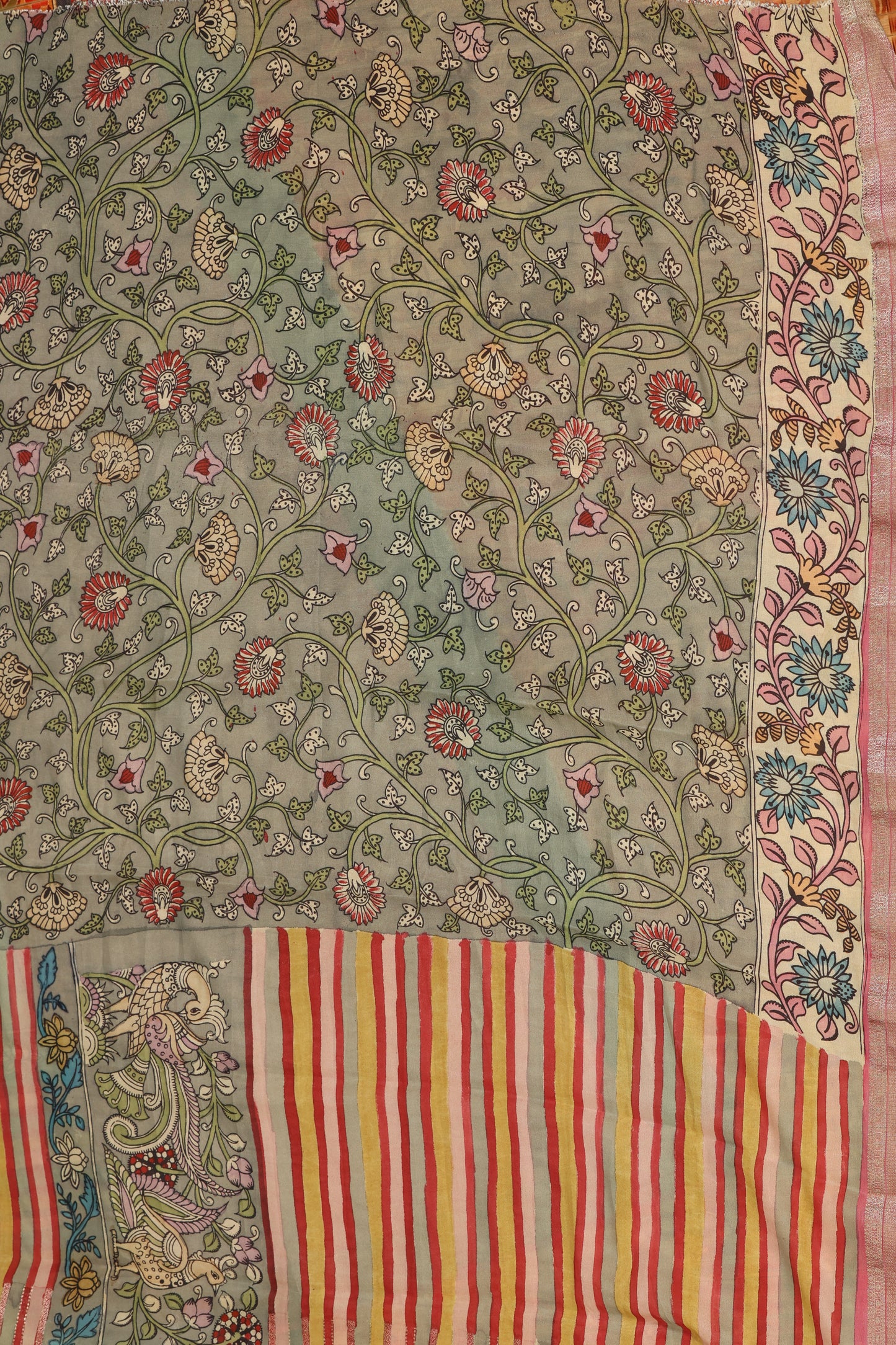 penkalamkari pure silk crepe