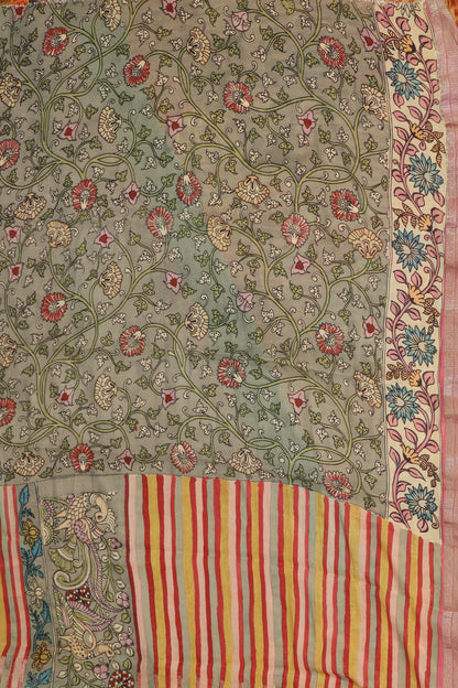 penkalamkari pure silk crepe