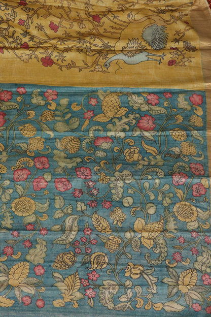 Puresilk tussar with penkalamkari