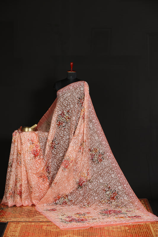 Organza tepchi chikanari with digital print