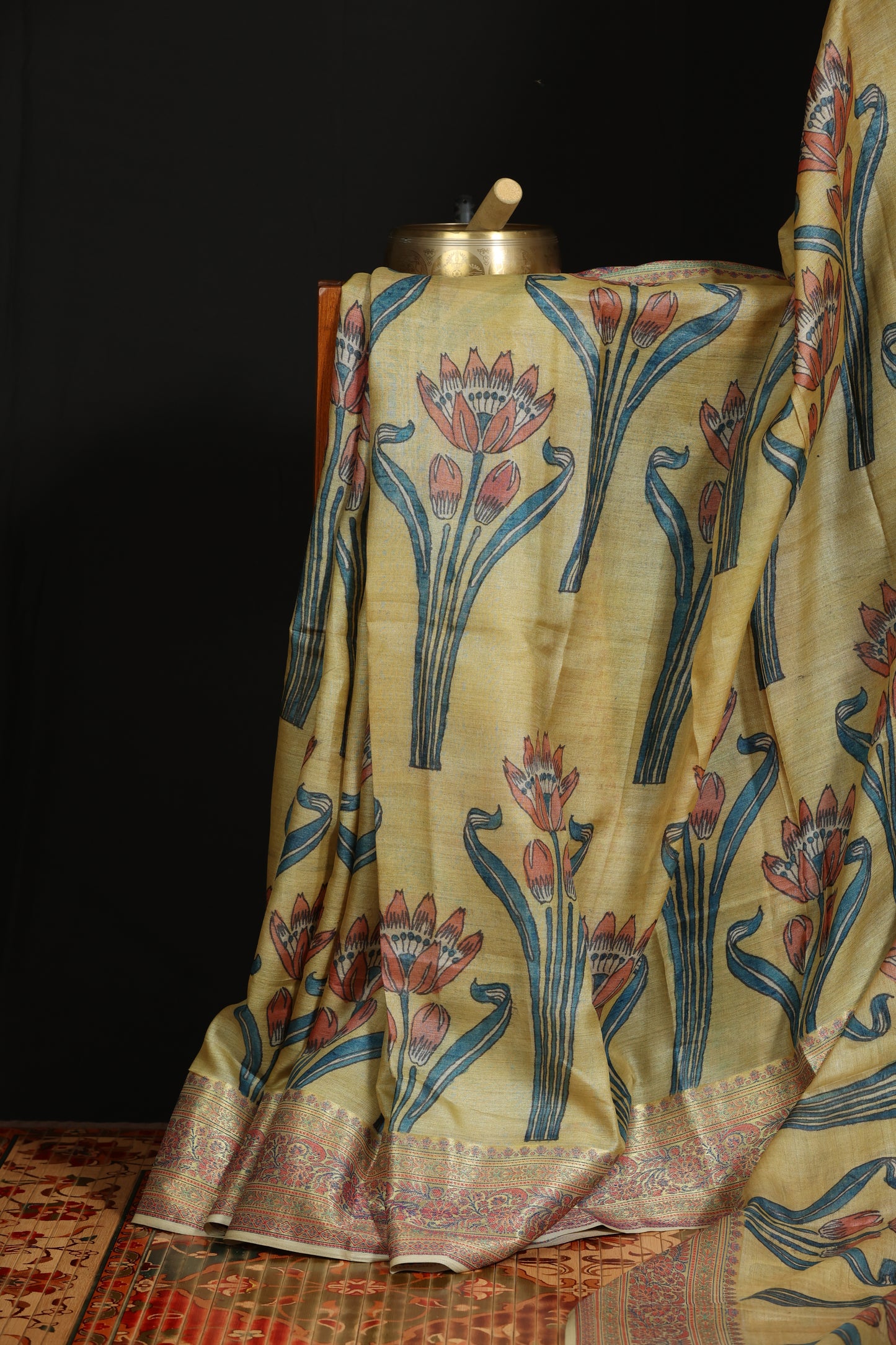 Benaras tussar with penkalamkari
