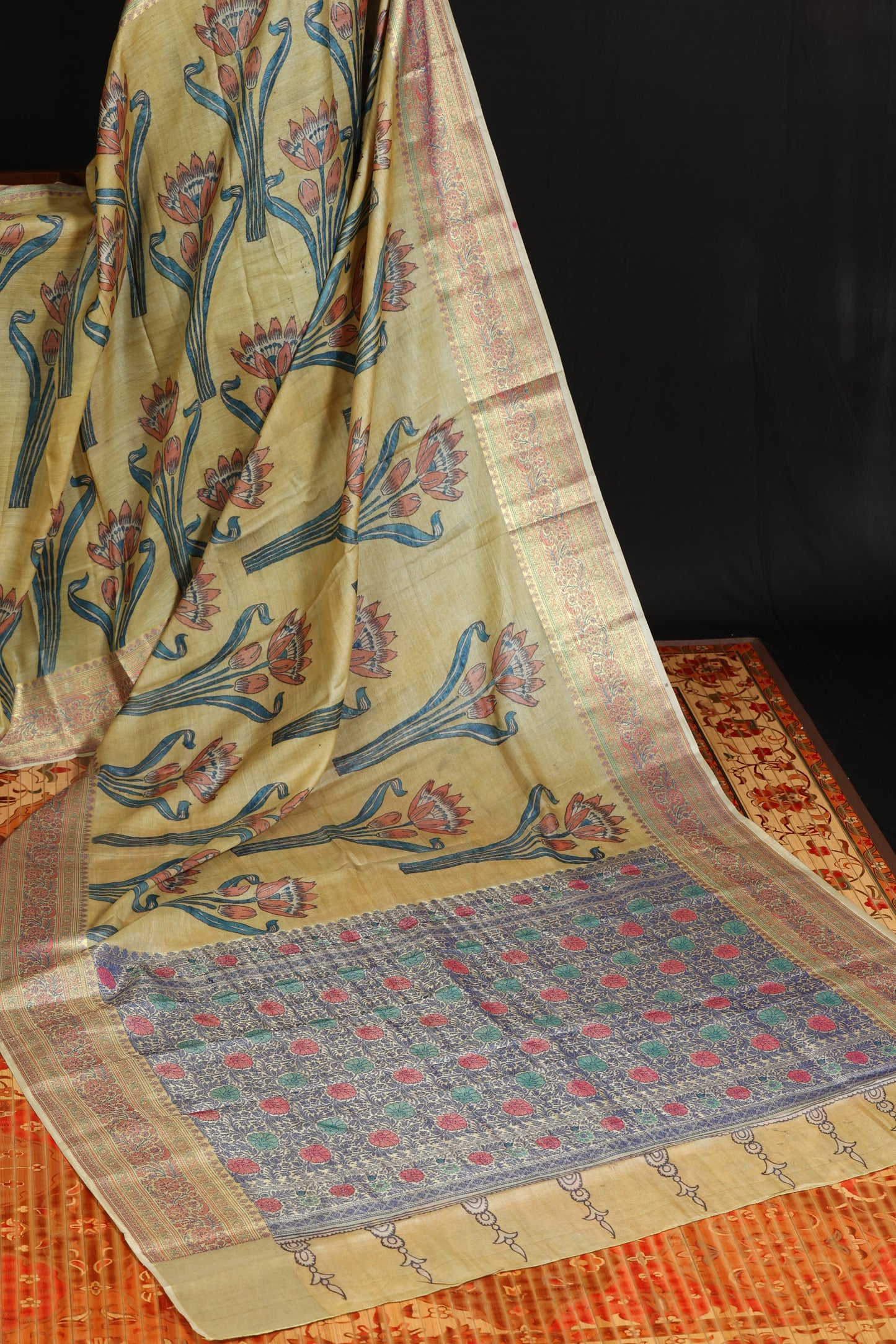 Benaras tussar with penkalamkari