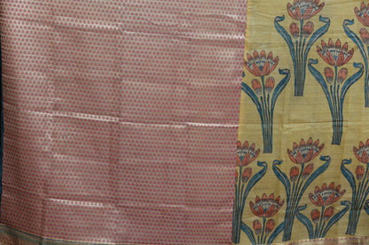 Benaras tussar with penkalamkari