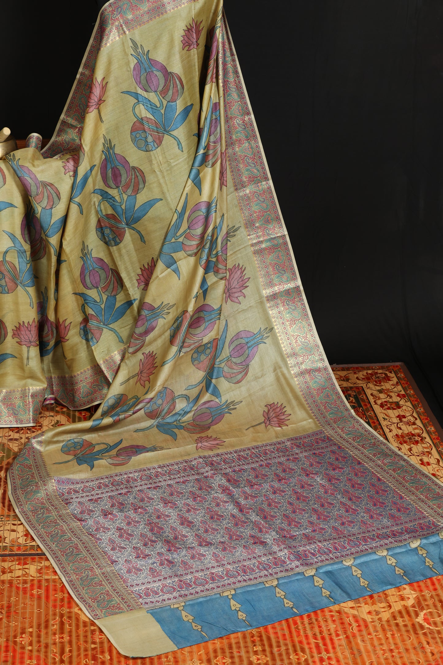 Benaras tussar with penkalamkari