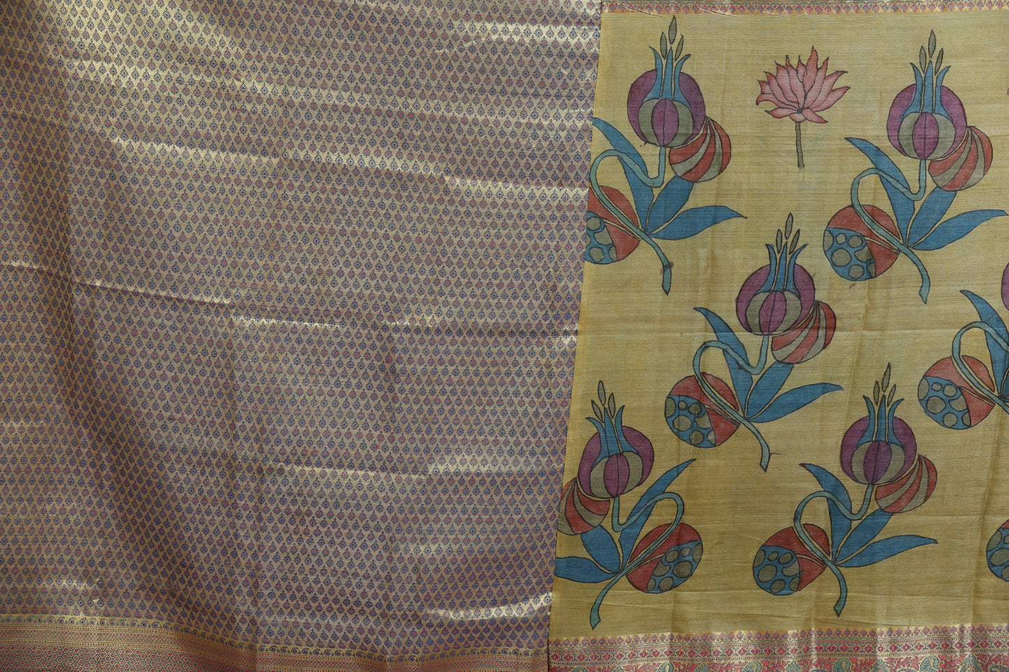 Benaras tussar with penkalamkari