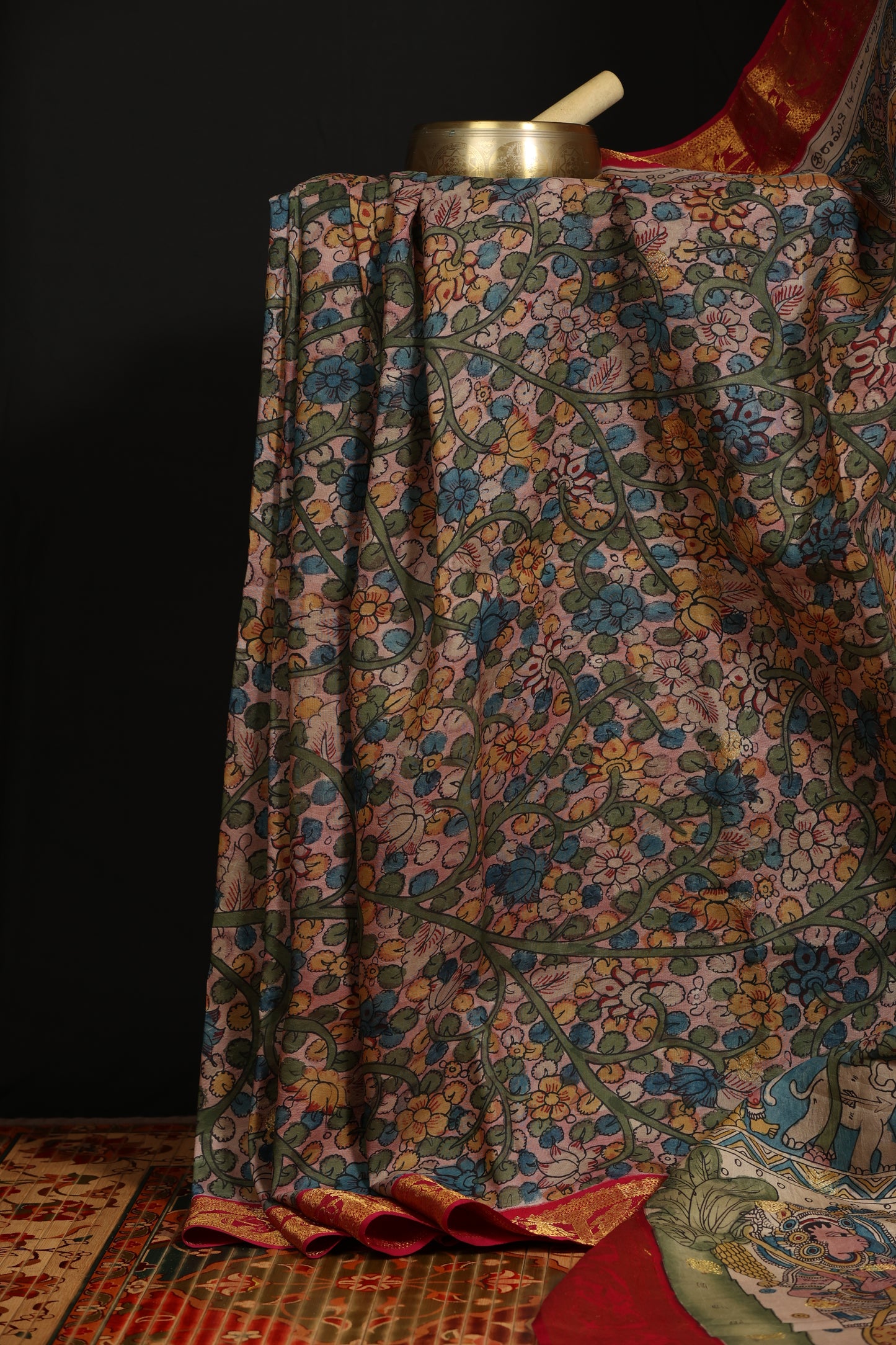 Pure silk kanchipattu with penkalamkari
