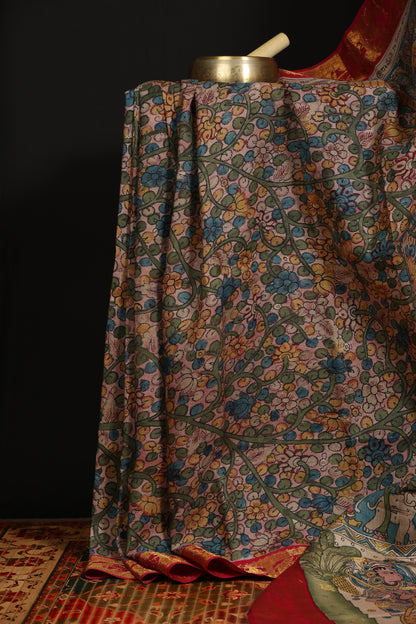 Pure silk kanchipattu with penkalamkari